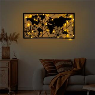 Metal Duvar Dekorları Pütürlü Siyah Metal-452-Led