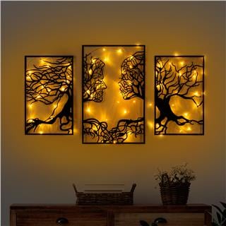 Metal Duvar Dekorları Pütürlü Siyah Metal-499-Led