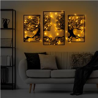 Metal Duvar Dekorları Pütürlü Siyah Metal-499-Led