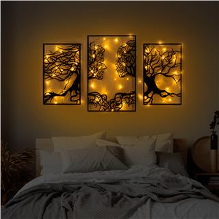 Metal Duvar Dekorları Pütürlü Siyah Metal-499-Led