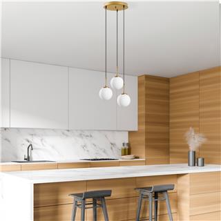 Camlı 3Lü Tepsi Sarkıt Parlak Gold Orbıtal-15-14007