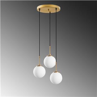 Camlı 3Lü Tepsi Sarkıt Parlak Gold Orbıtal-15-14007
