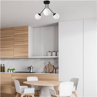Camlı 3Lü Plafönyer Pütürlü Siyah Orıon-13955