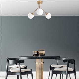Camlı 3Lü Plafönyer Parlak Gold Orıon-13956