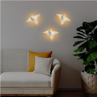 Kuş Figür Modern Ledli Aplik Pütürlü Beyaz, Ambiyans Tekli Duvar Led Aydınlatma 3000K Sarı Işık