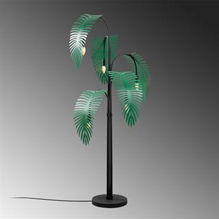 Metal Yapraklı 5Li Lambader Pütürlü Siyah Yeşil Palm-13920