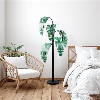 Metal Yapraklı 5Li Lambader Pütürlü Siyah Yeşil Palm-13920