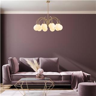 Camlı 10Lu Avize Parlak Gold Sferıs-13941