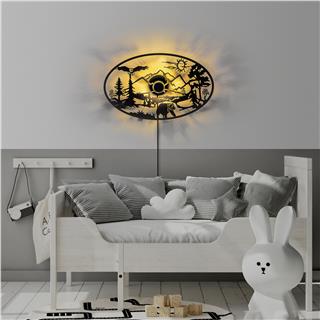 Metal Motifli Ambiyans Aplik Pütürlü Siyah Shd-005