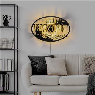 Metal Motifli Ambiyans Aplik Pütürlü Siyah Shd-009