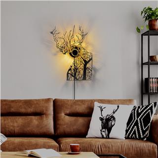 Metal Motifli Ambiyans Aplik Pütürlü Siyah Shd-019