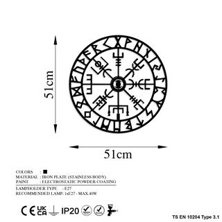 Metal Motifli Ambiyans Aplik Pütürlü Siyah Shd-024