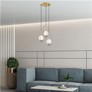 Camlı 3Lü Tepsi Sarkıt Parlak Gold Skew-13448