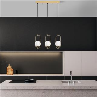 Camlı 3Lü Sıralı Sarkıt Parlak Gold Skew-13451
