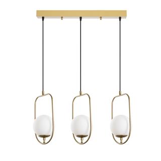 Camlı 3Lü Sıralı Sarkıt Parlak Gold Skew-13451