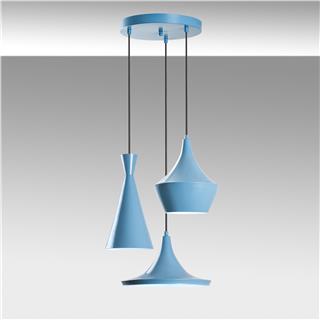 Metal Sıvama 3Lü Tepsi Sarkıt Mavi Tom-3556-Lıghtblue