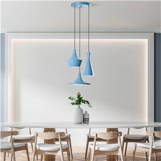 Metal Sıvama 3Lü Tepsi Sarkıt Mavi Tom-3556-Lıghtblue