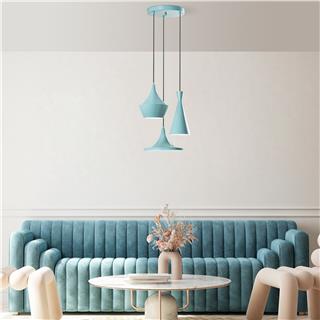 Metal Sıvama 3Lü Tepsi Sarkıt Parlak Turkuaz Tom-3556-Turquoıse