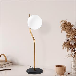 Camlı Tekli Masa Lambası Parlak Gold Tulıp-13821