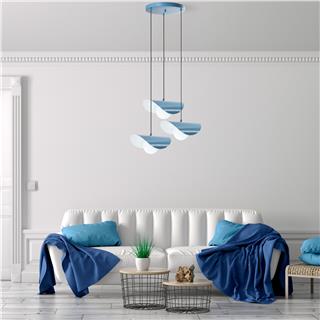 Camlı 3Lü Tepsi Sarkıt Mavi Vatoz-Nus-6141-Lıghtblue