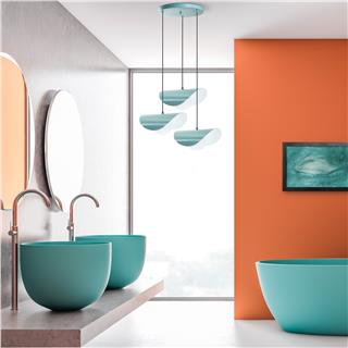 Camlı 3Lü Tepsi Sarkıt Parlak Turkuaz Vatoz-Nus-6141-Turquoıse