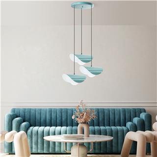 Camlı 3Lü Tepsi Sarkıt Parlak Turkuaz Vatoz-Nus-6141-Turquoıse