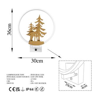 Duvar Aydınlatması Pütürlü Beyaz Parlak Gold Xmas-048-A