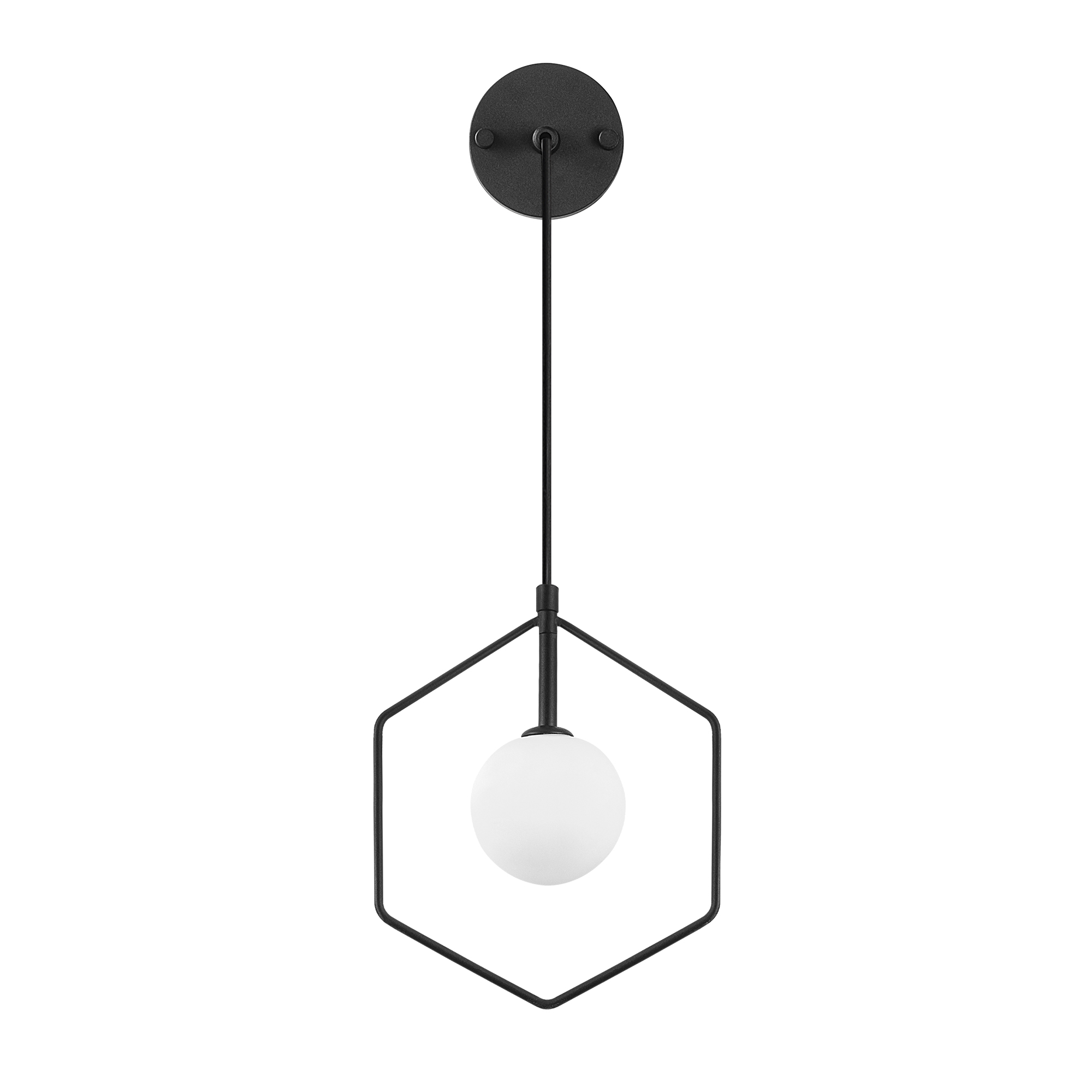 Camlı Tekli Aplik Pütürlü Siyah Geometrı-11105