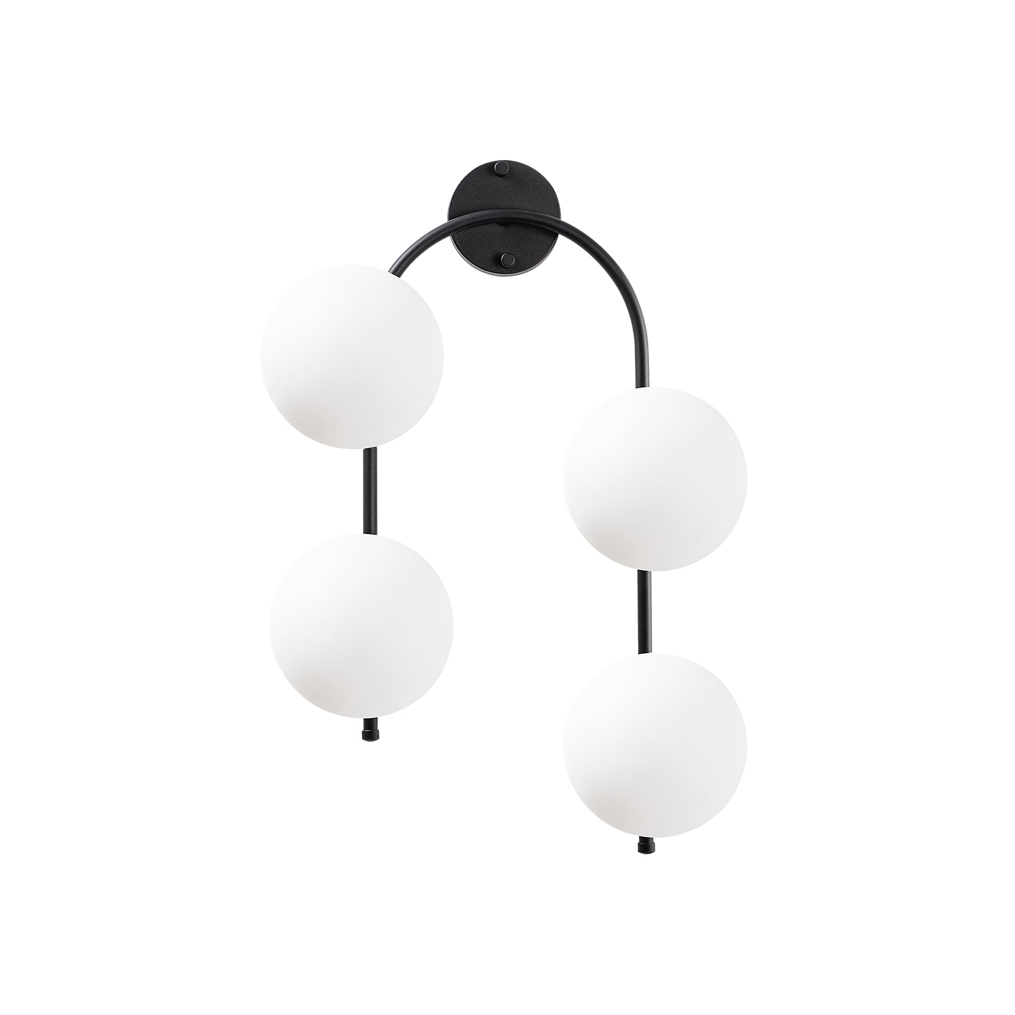Modern Siyah 4'lü Duvar Aplik Beyaz Glop Cam E14Duy Salon Antre Dekoratif Duvar Lambası,JEWEL-10595