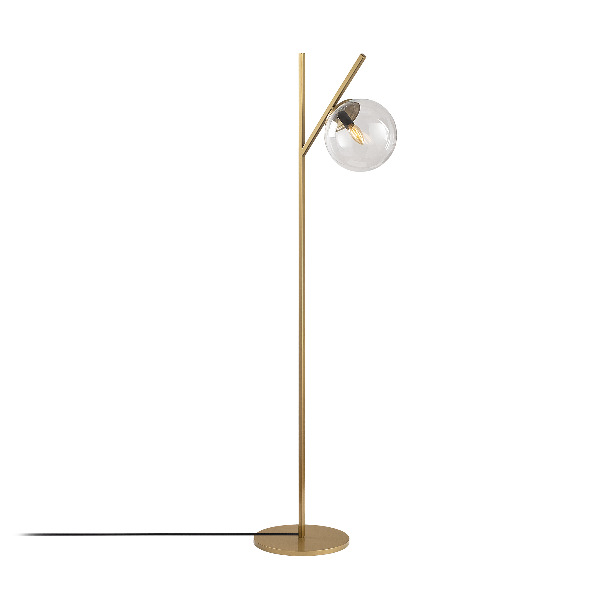 Camlı Tekli Lambader Parlak Gold Fork-13029