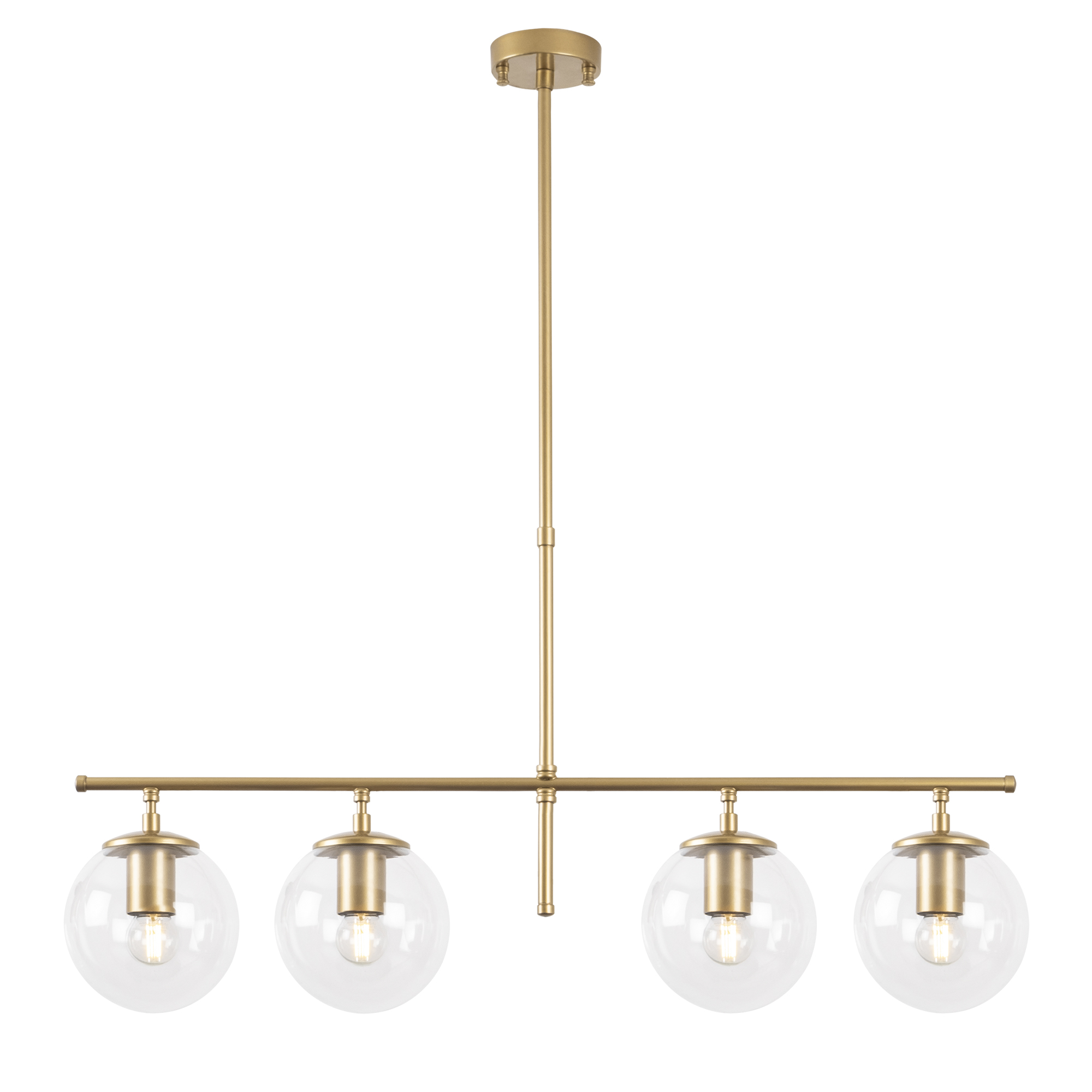 Camlı 4'Lü Avize Parlak Gold Roe-10785