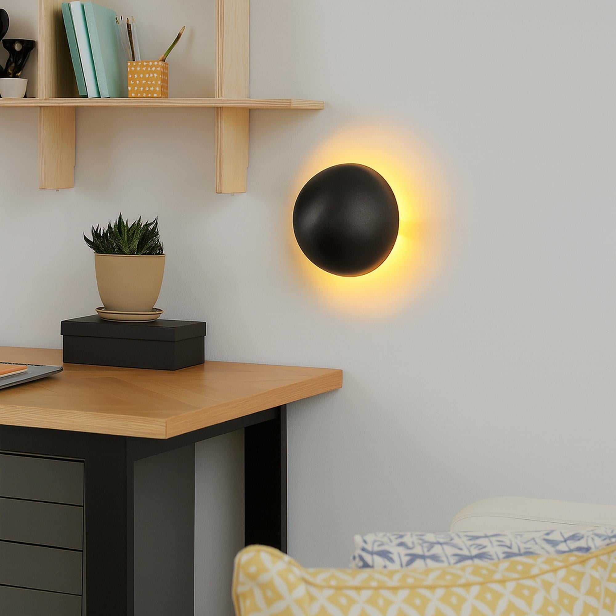 Fungal Modern Metal Sıvama Tekli Duvar Aplik Siyah Çap 20cm,Minimalist Dekor Aydınlatma FUNGAL13362A