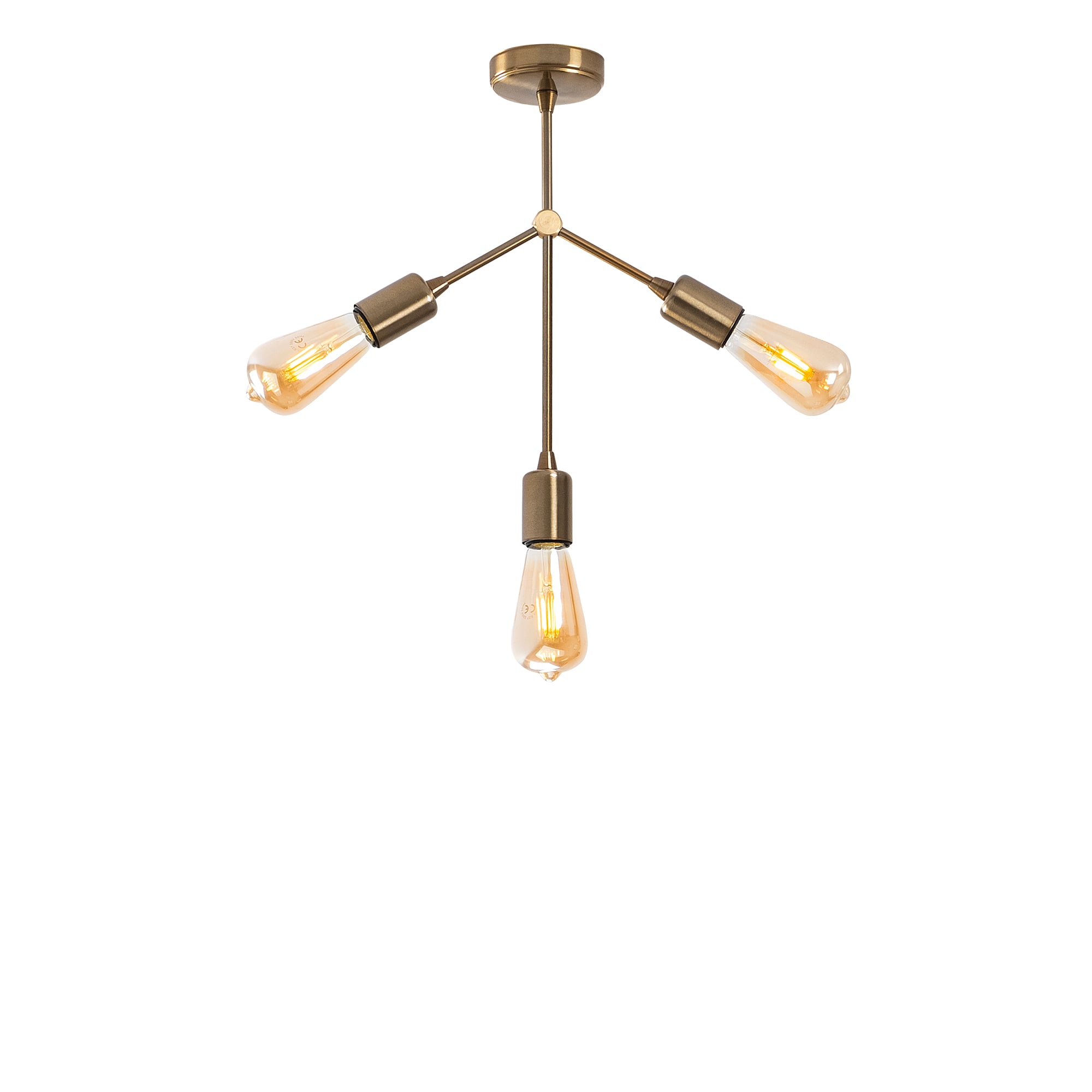 Rustik 3'Lü Avize Parlak Gold Sparrow-Nua-1246