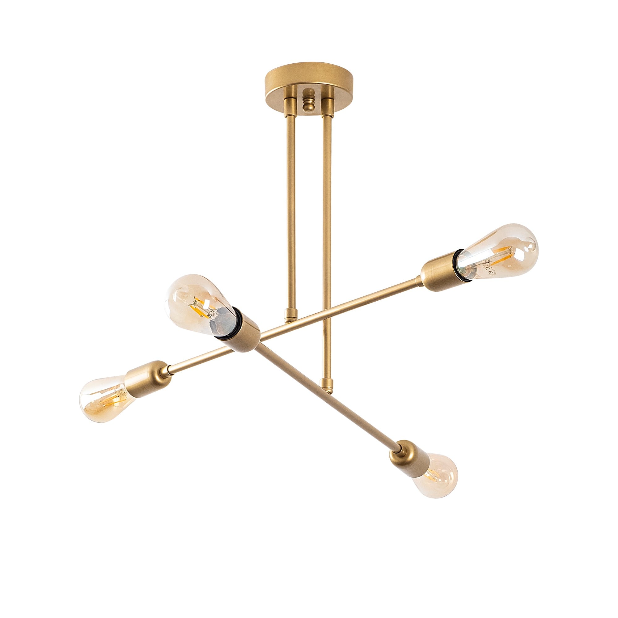 Rustik 4'Lü Avize Parlak Gold Flower-Asr-007