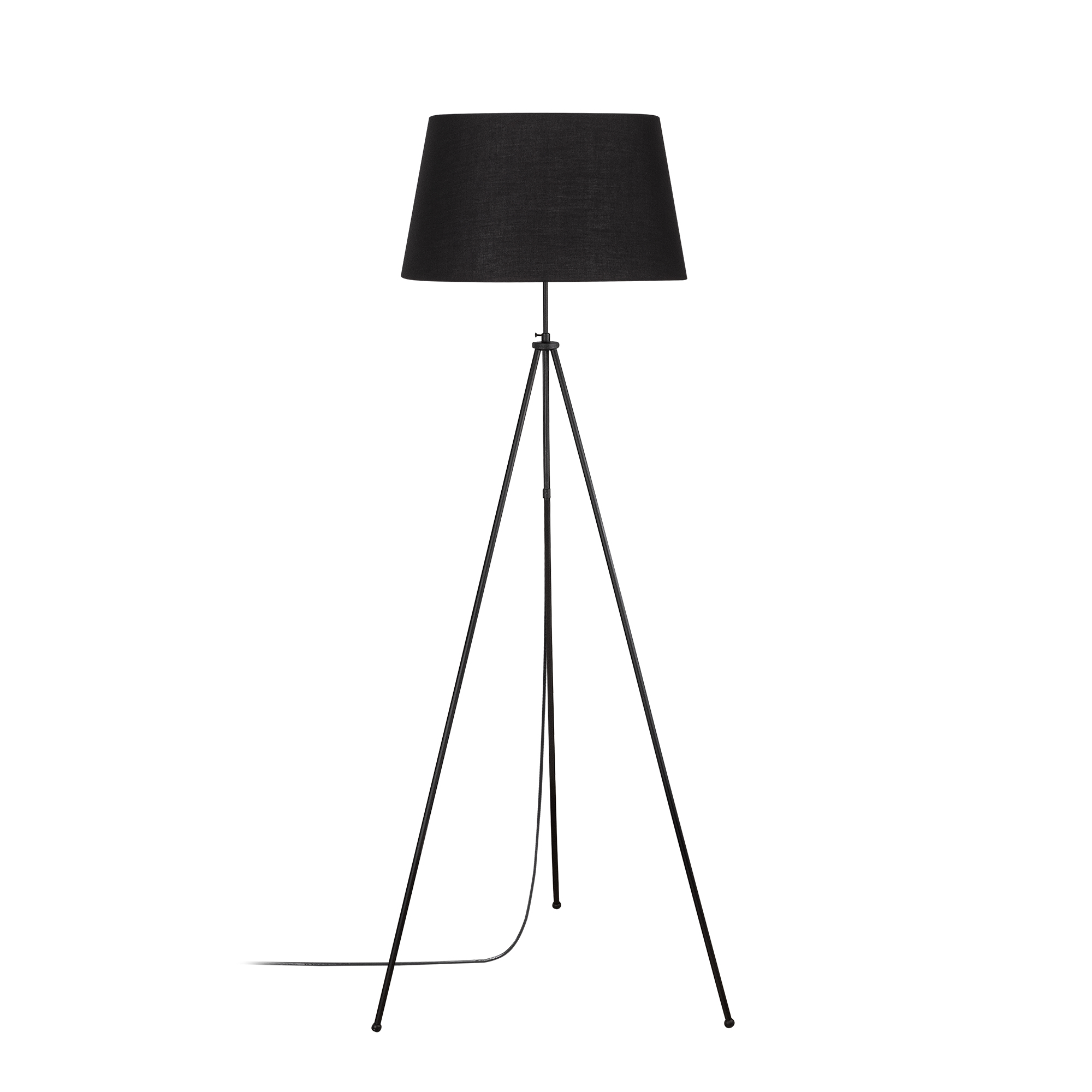 Abajur Başlıklı Tripod Lambader Pütürlü Siyah Trıpod-Nul-4051
