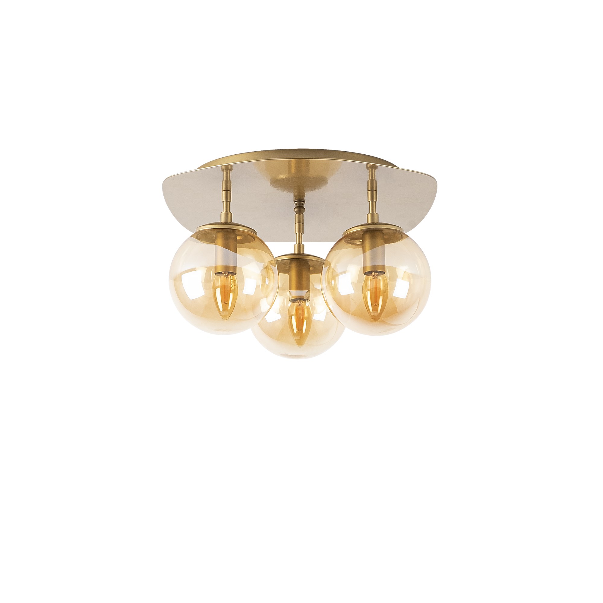 Camlı 3'Lü Plafönyer Parlak Gold Well-11705