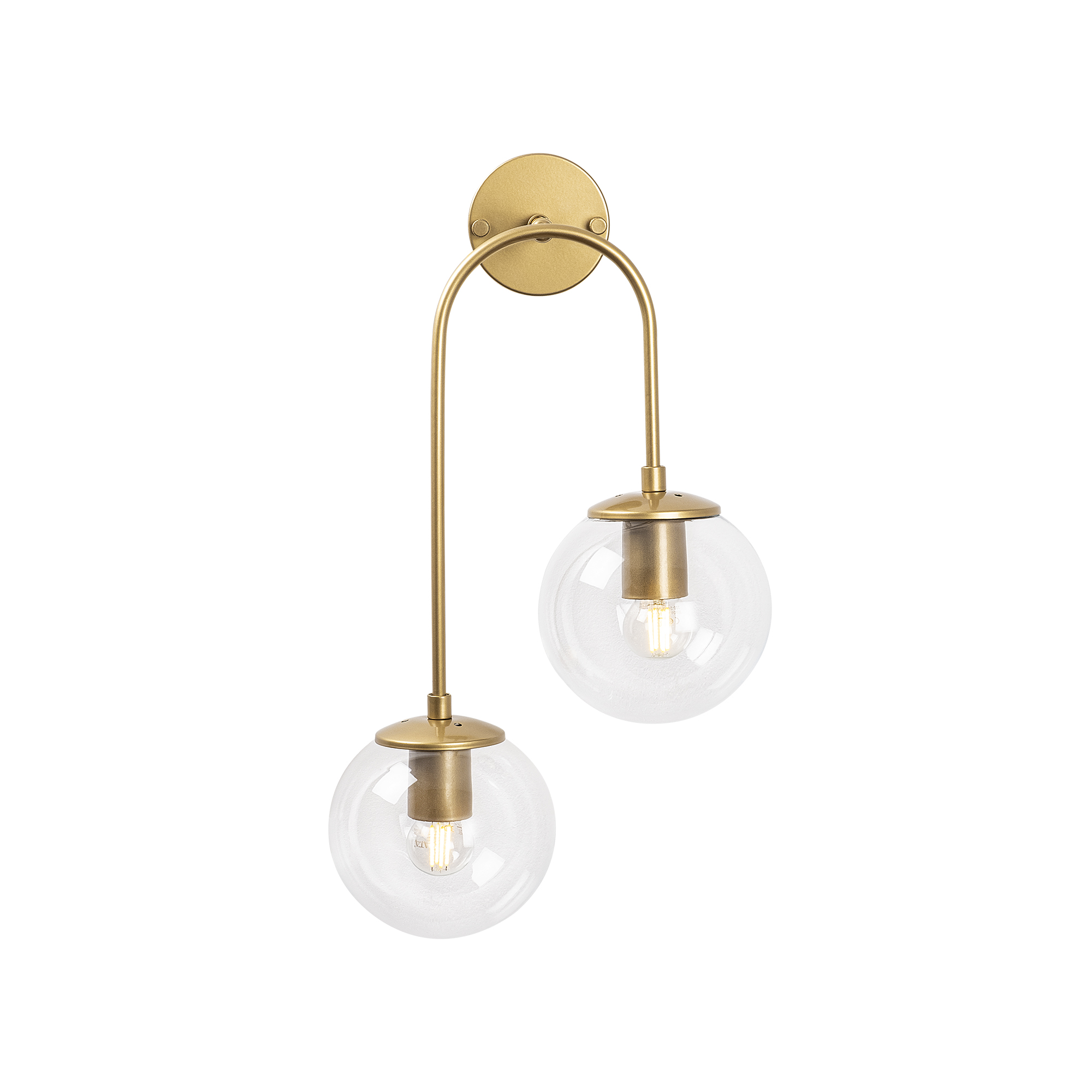 Modern Gold,2'Li Aplik Şeffaf Cam Küre E14 Duy Salon Yatak Başı Antre Duvar Lambası,JEWEL-10580