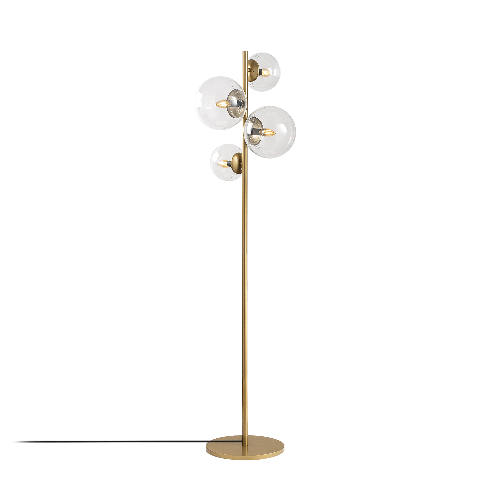 Camlı 4'Lü Lambader Parlak Gold Fazlı-10524