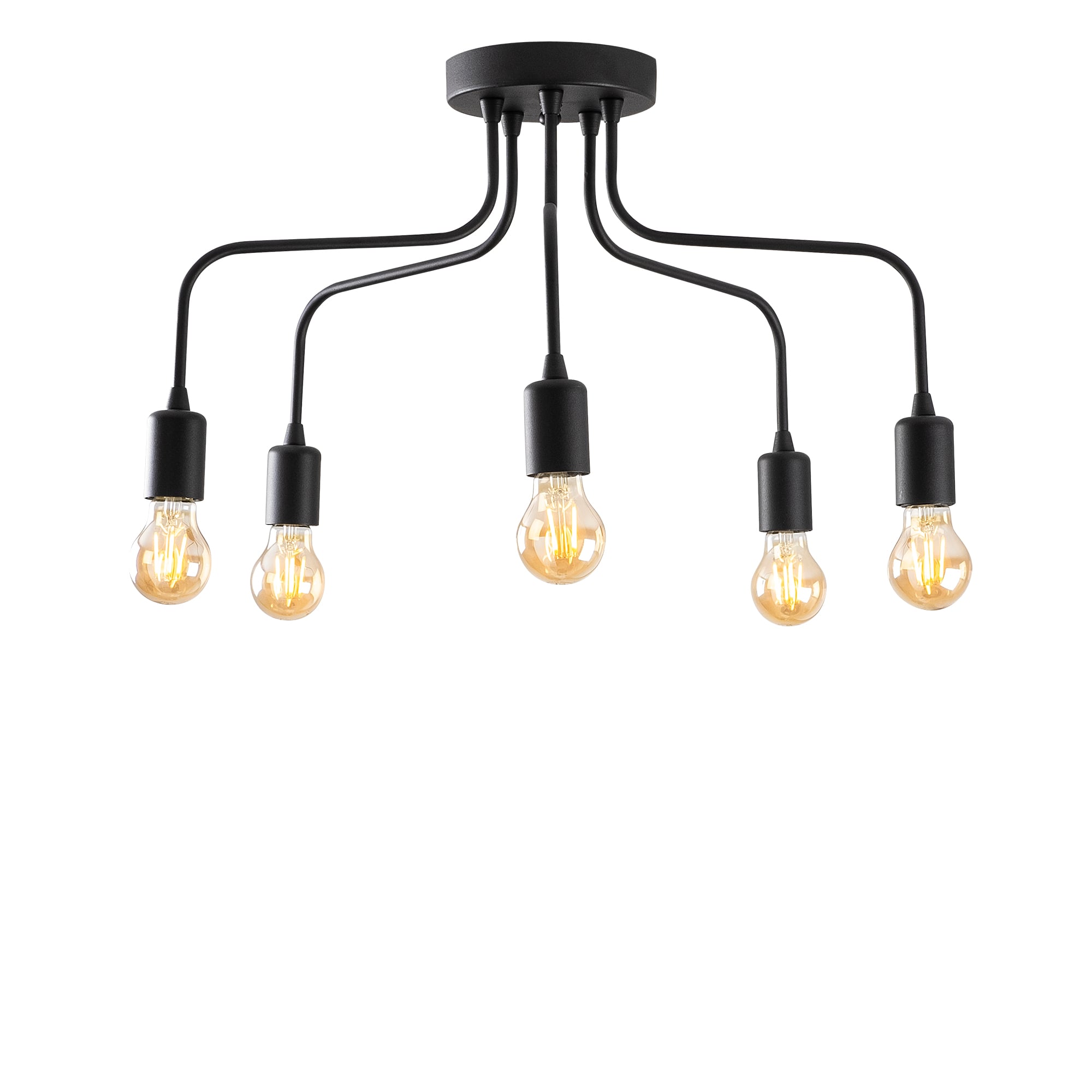 Rustik 5'Li Plafönyer Pütürlü Siyah Candelabra-Nua-1182