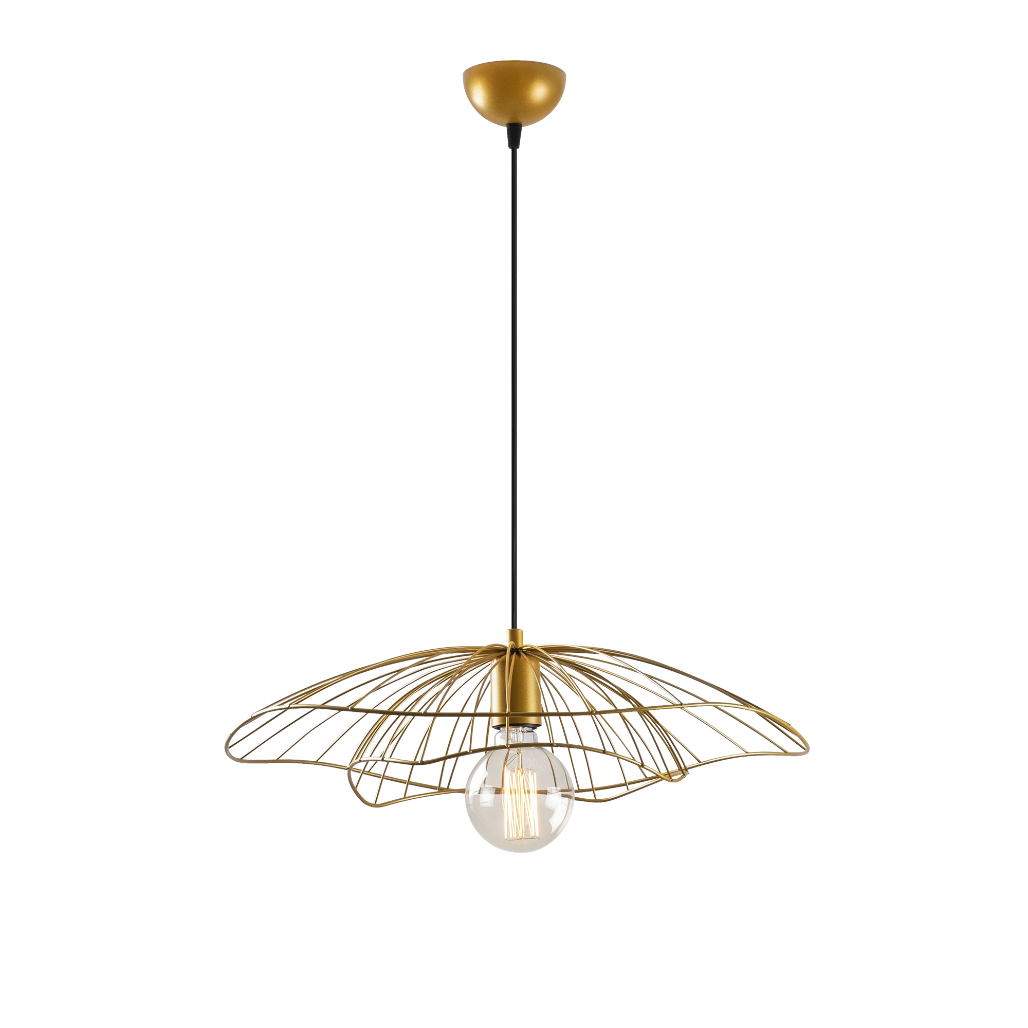 Mantar Tekli Tel Sarkıt Avize Mat Gold, Sarkıt Lamba Aydınlatma MANTAR-6502