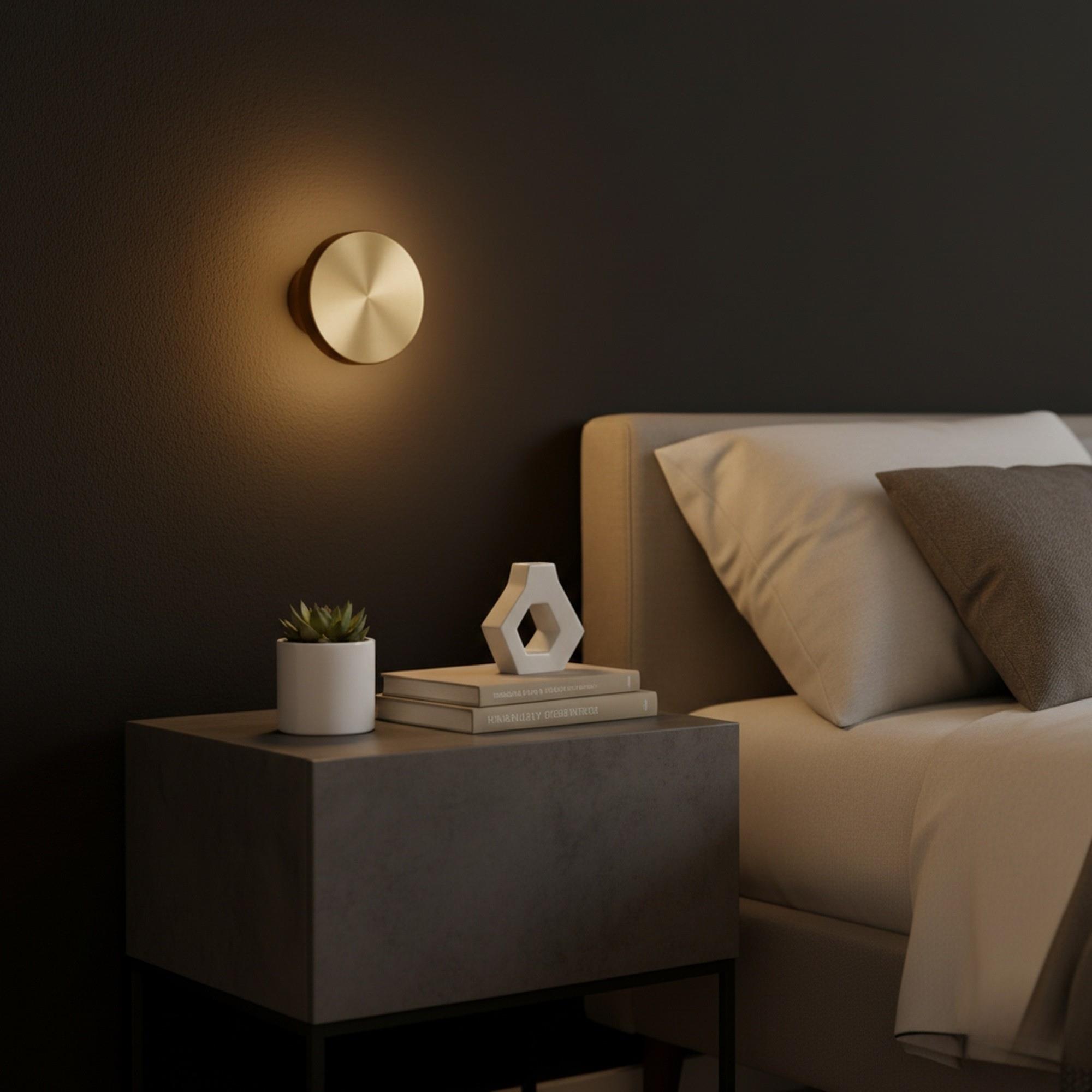 Aura Ledli Metal Sıvama Tekli Duvar Aplik Çap 12 cm,Eskitme Altın,Ambiyans Aydınlatma AURA-15520-S