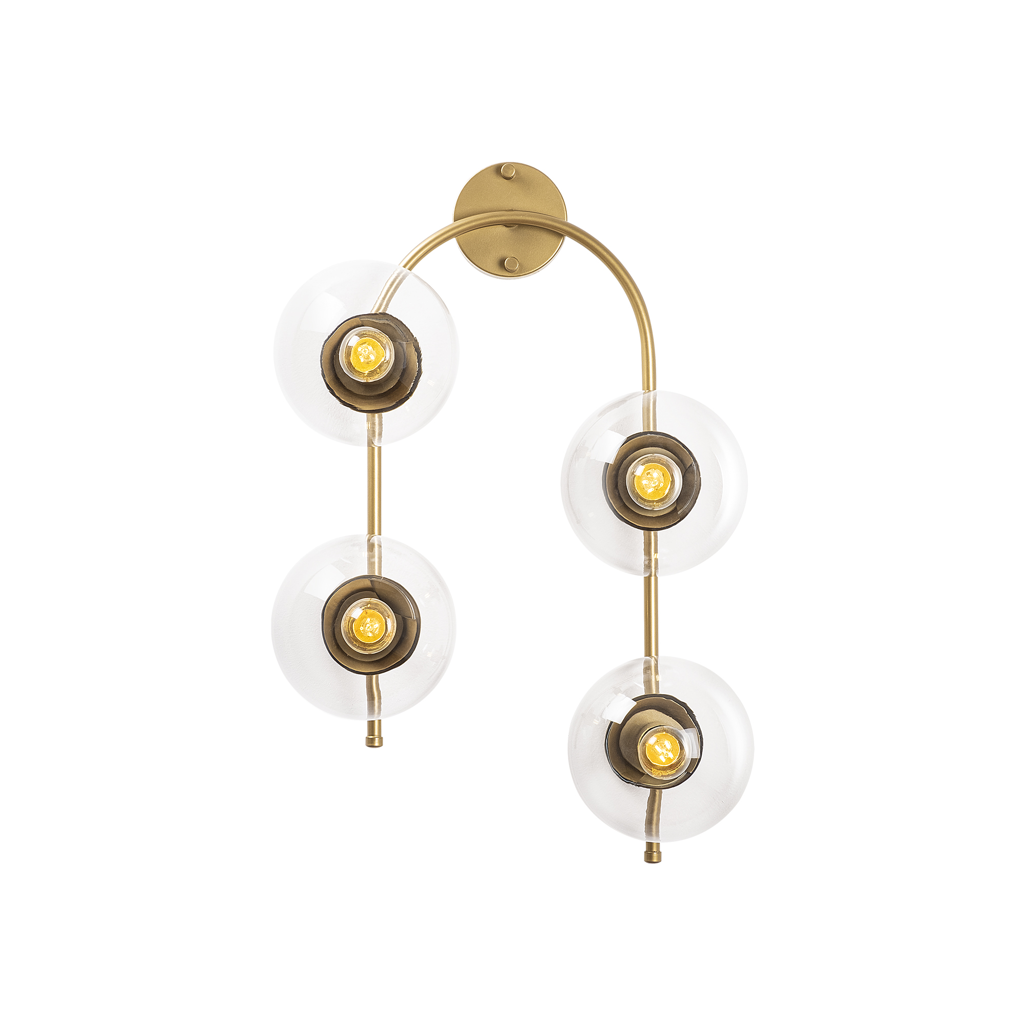 Modern Gold 4'lü Duvar Aplik Şeffaf Glop Cam E14Duy Salon Antre Dekoratif Duvar Lambası,JEWEL-10600