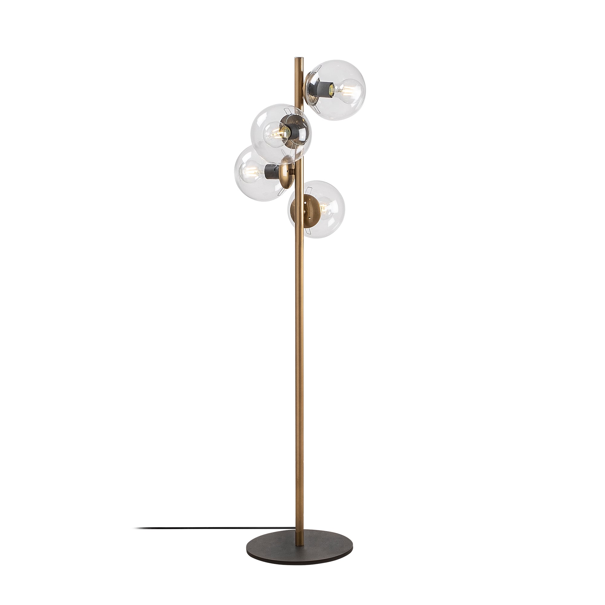Camlı 4'Lü Lambader Parlak Gold Faze-Nt-116