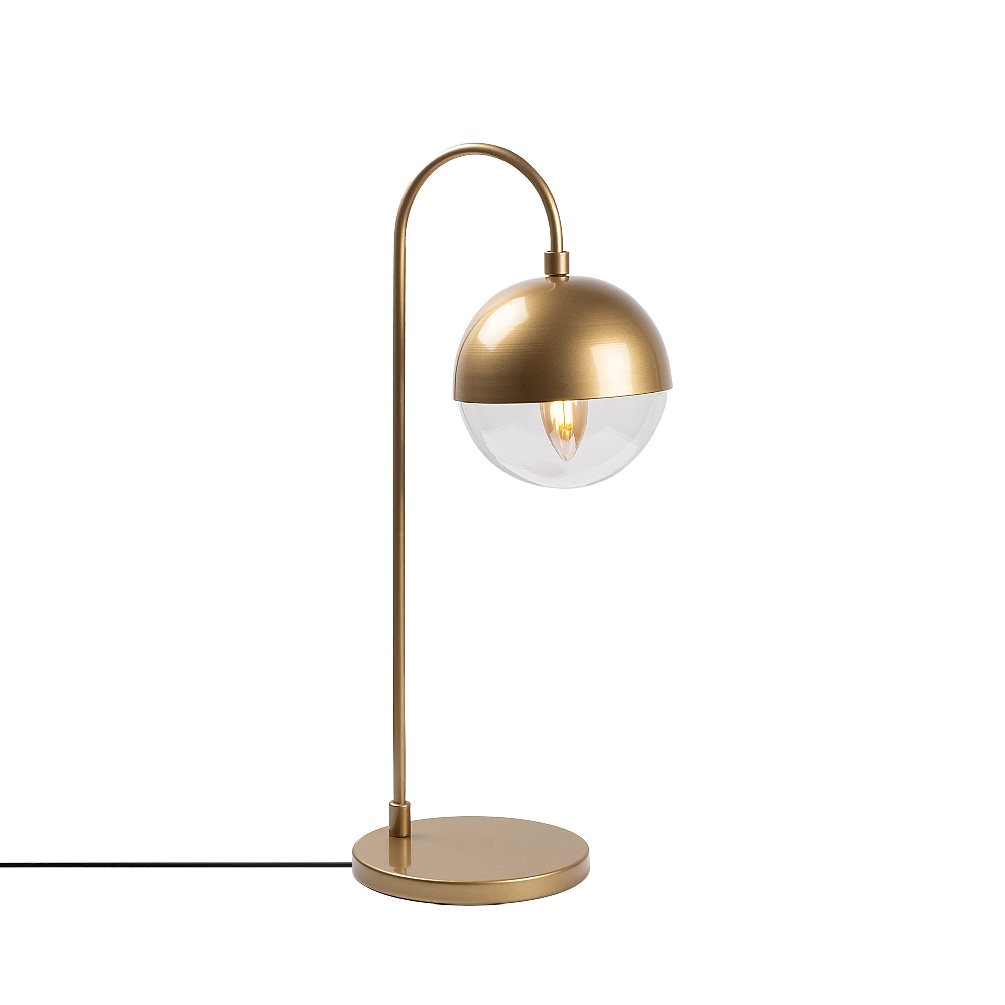 Camlı Tekli Masa Lambası Parlak Gold Horn-12201