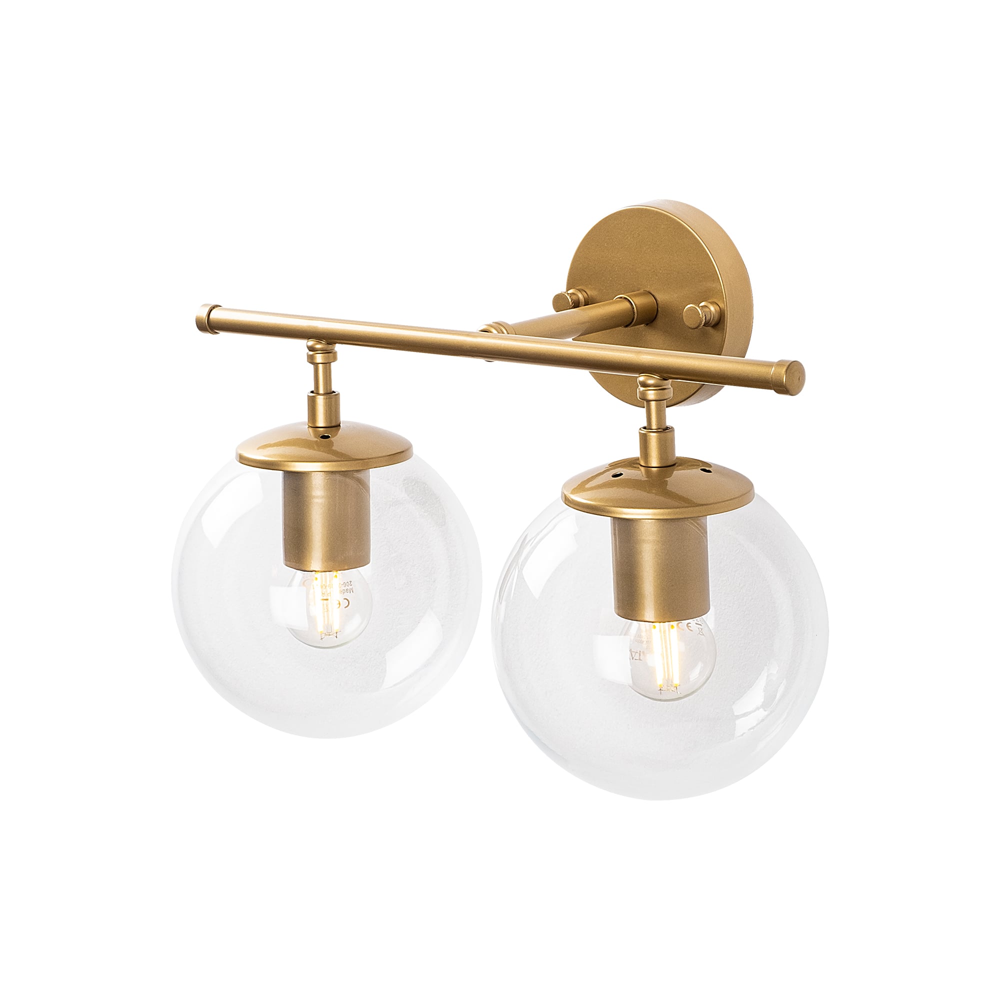 Camlı 2'Li Aplik Parlak Gold Roe-10730