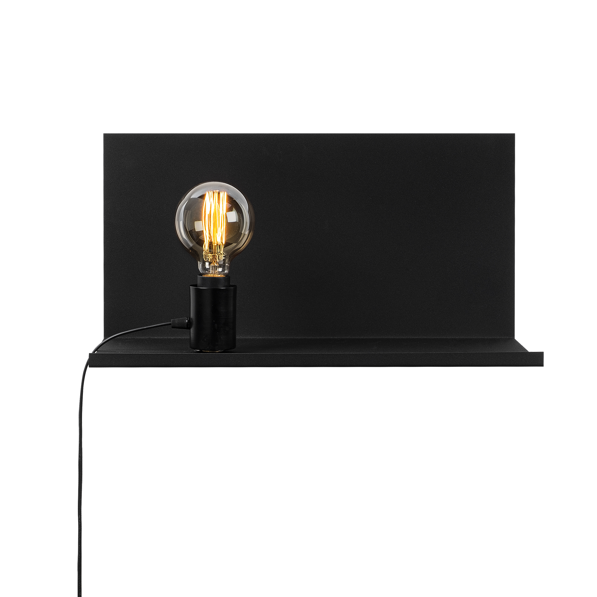 Metal Tekli Raf Aplik Pütürlü Siyah Rafaplık-50-500-Black