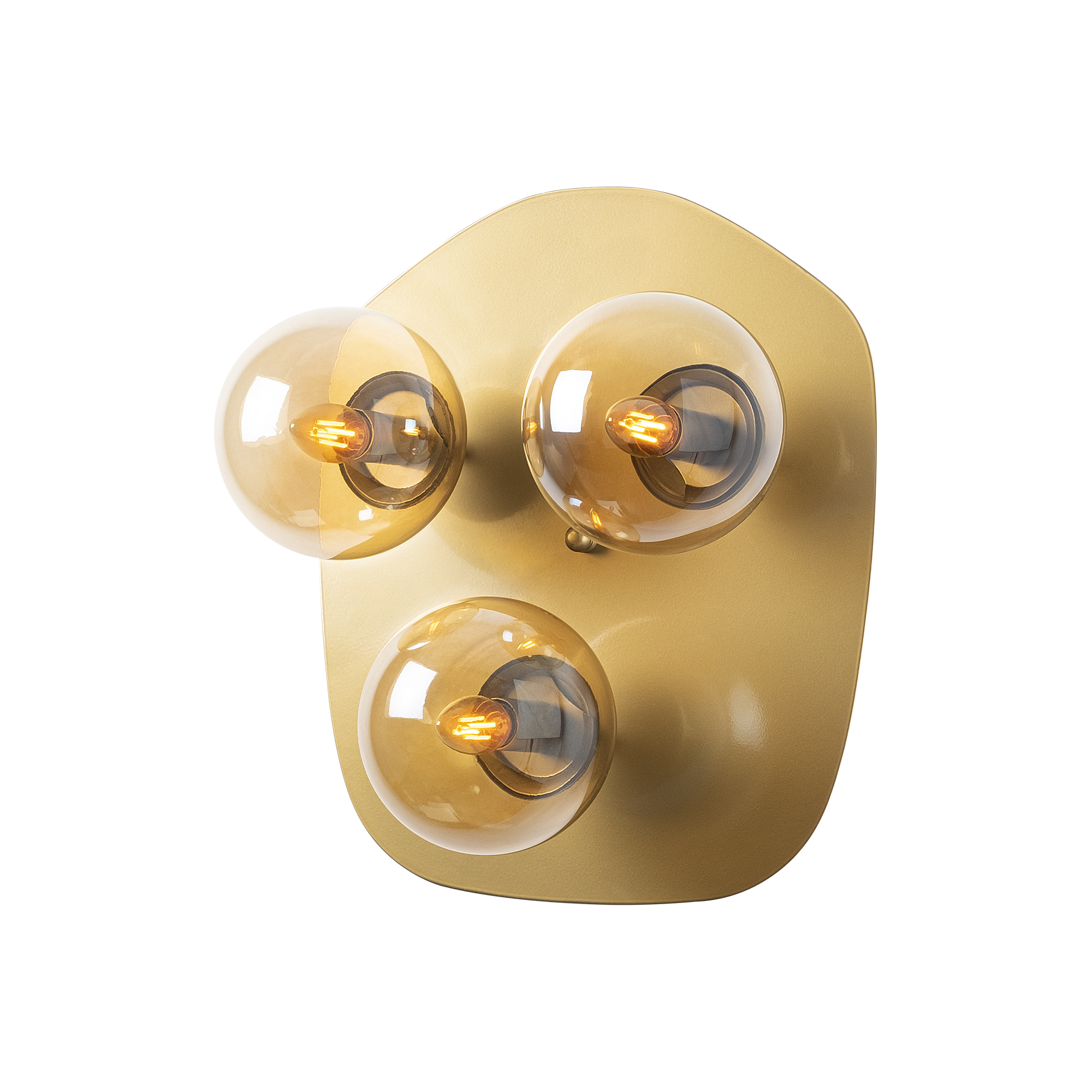Camlı 3'Lü Aplik Parlak Gold Well-11706