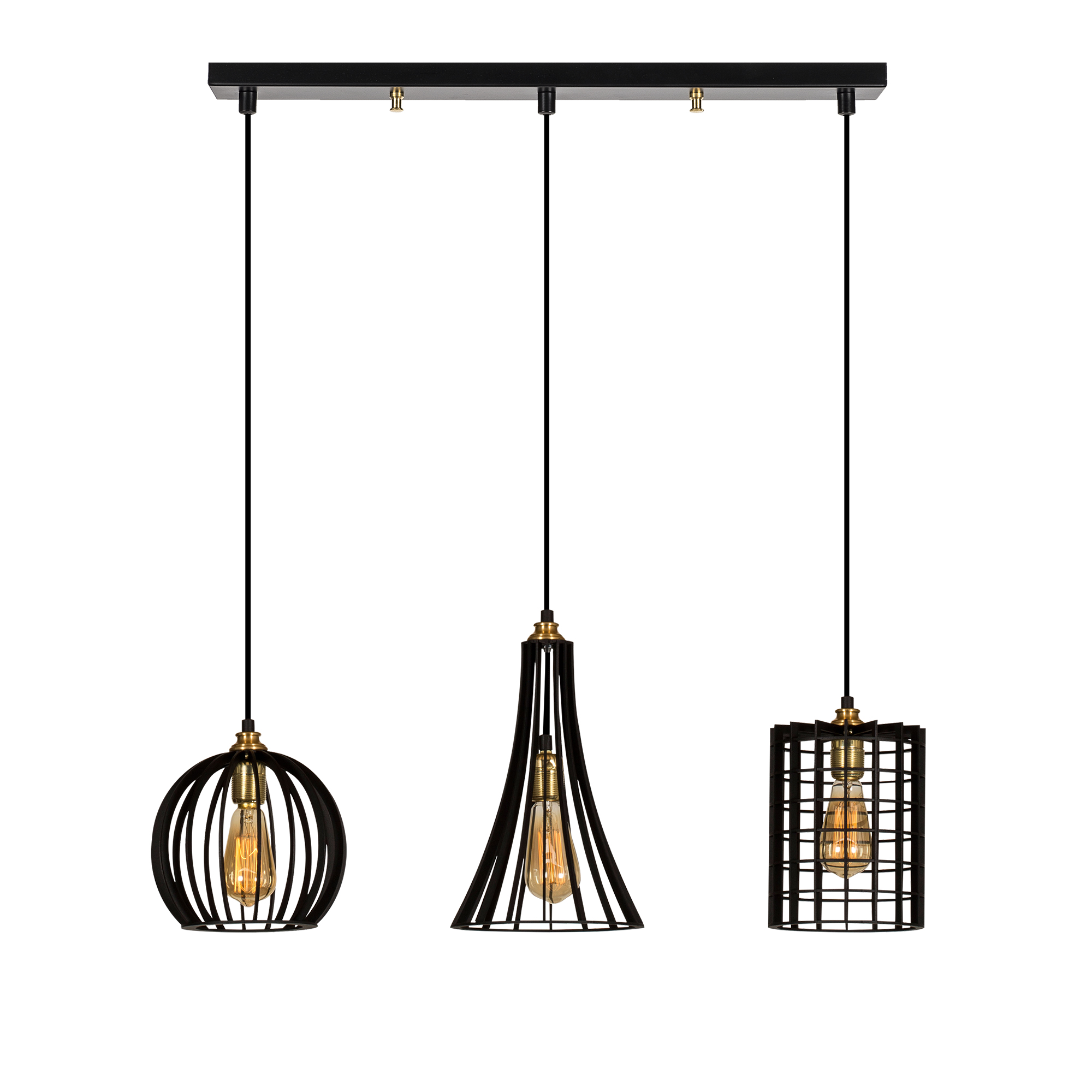 Tel 3'Lü Sıralı Sarkıt Pütürlü Siyah Teltrıo-Mr-934