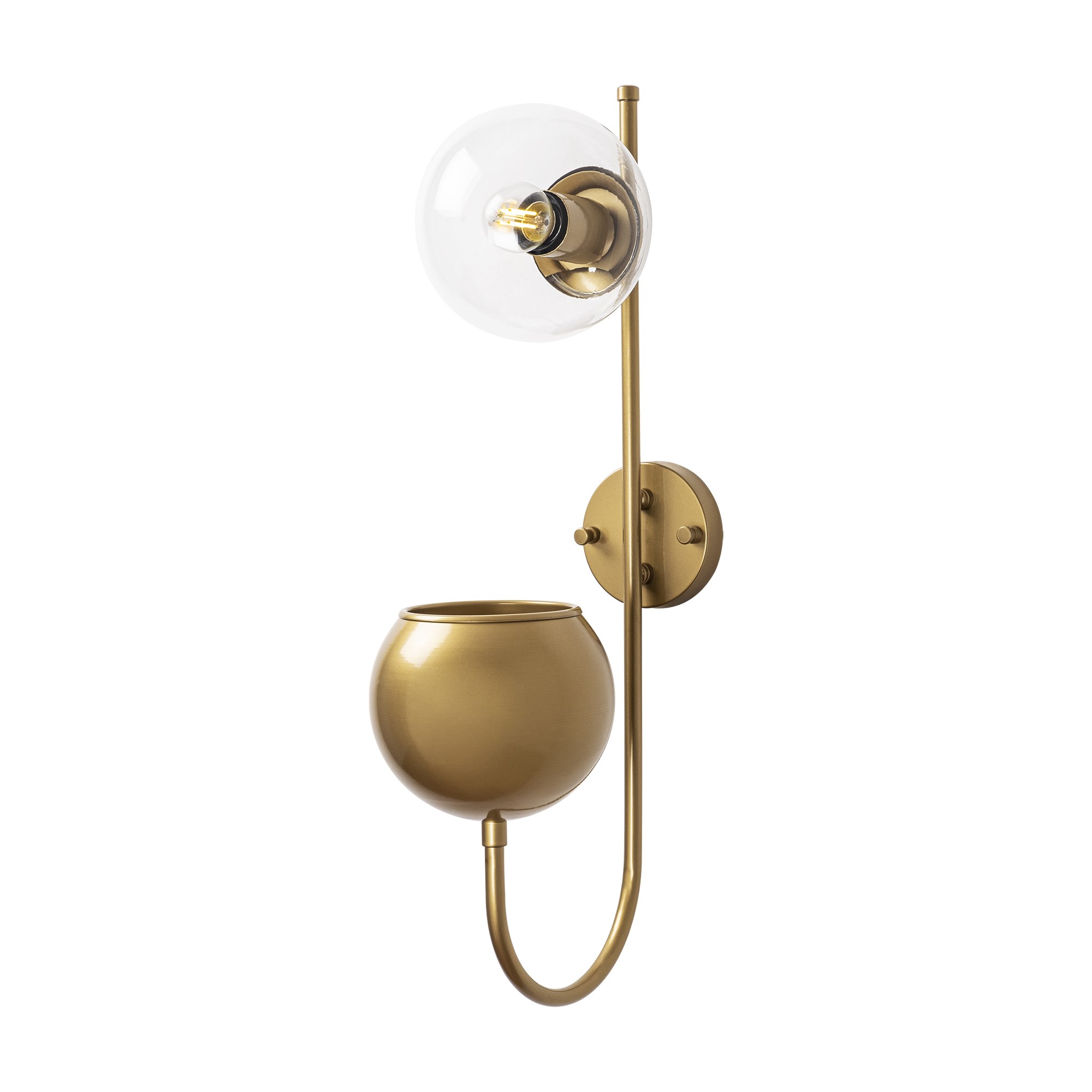 Camlı Tekli Aplik Parlak Gold Pot-11480