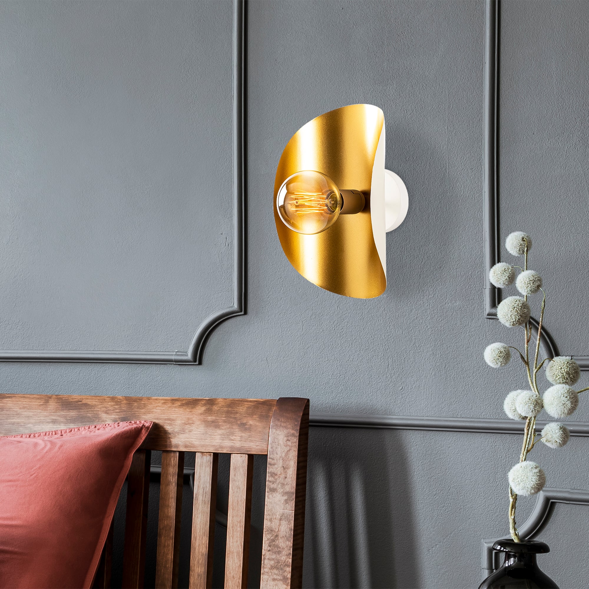 Modern Dekoratif Tekli Duvar Aplik Krem, Metal Sıvama Aydınlatma EGER-MR-840
